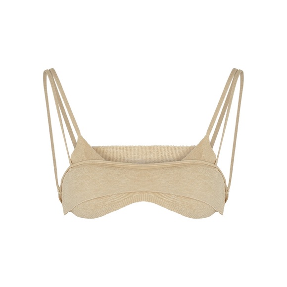 Jacquemus Novio Layered Knit Bra Top Size M Beige Strappy Viscose Jersey Knit - Picture 1 of 9